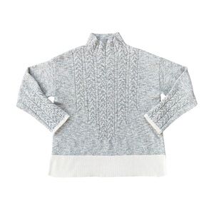 OST Cable Knit Mock Neck Grey & White Women’s Sweater Size Medium